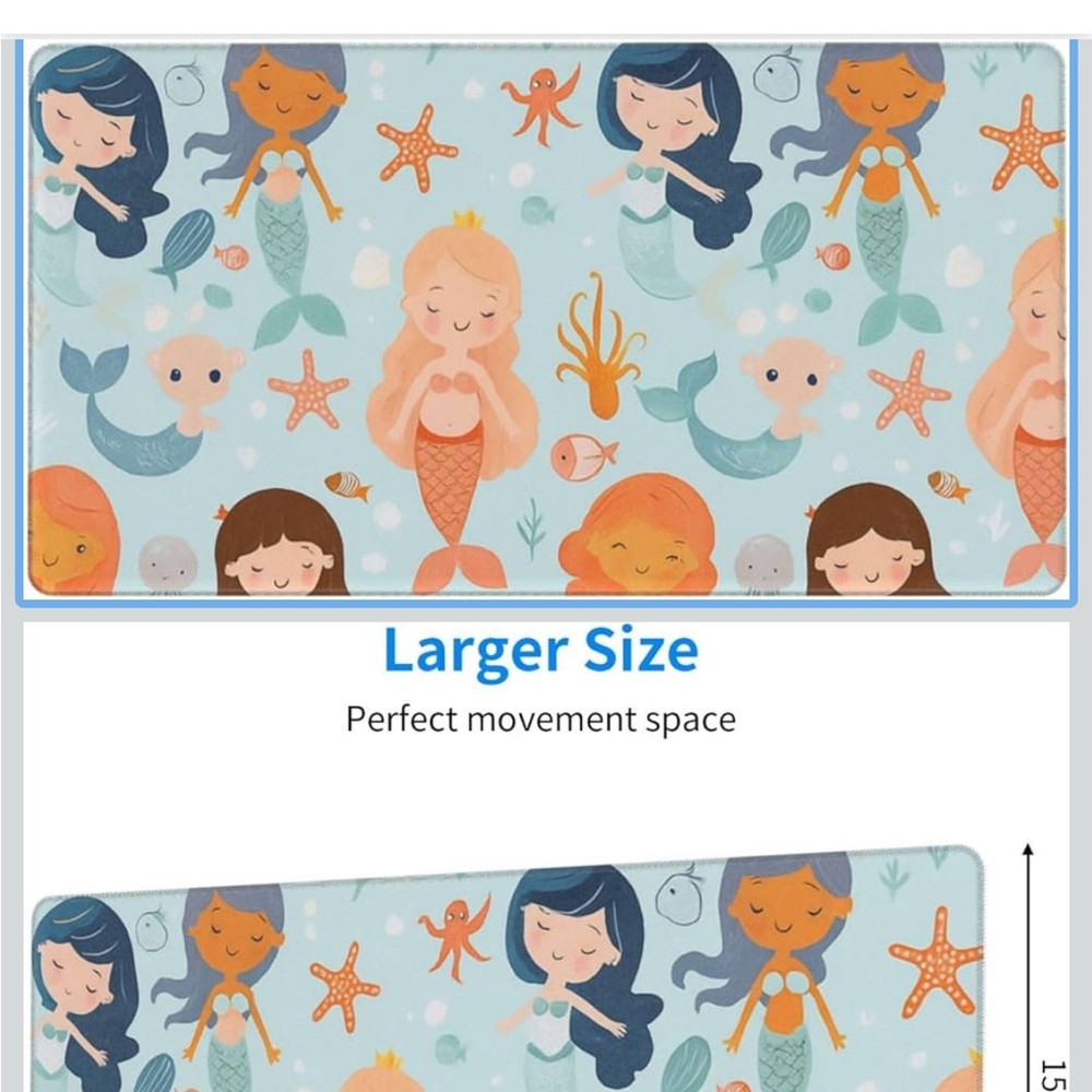 Mermaid mouse pad mat - oversized
